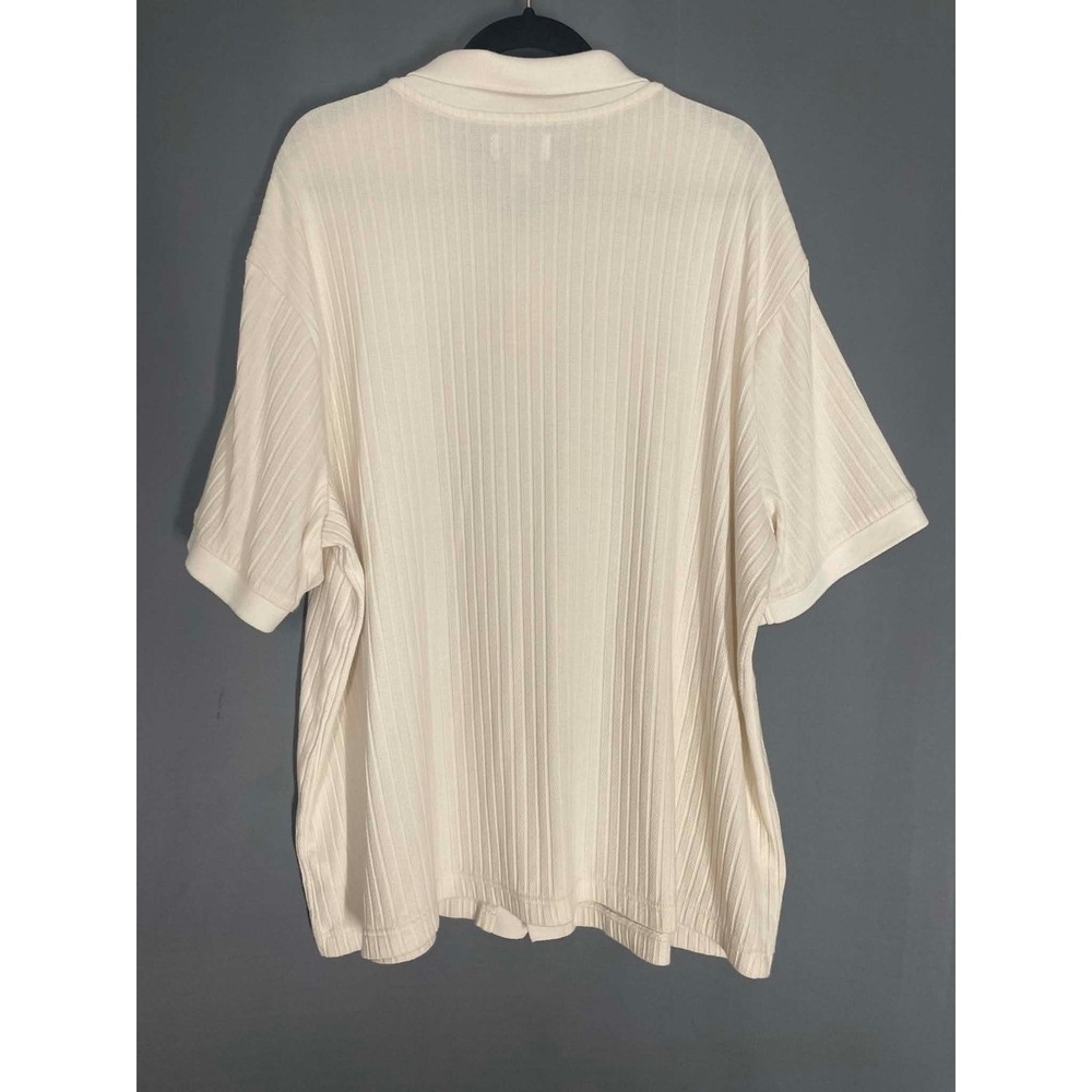 Minimalist Cream Ribbed Knit Button Down Polo Shirt Quiet Luxury Mens XXL - Picture 6 of 6
